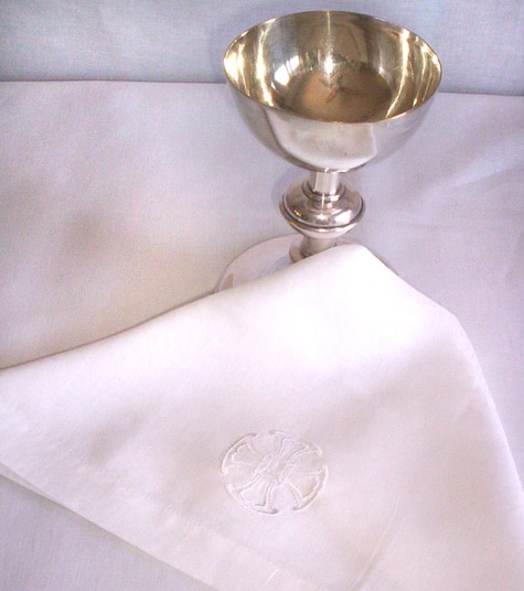 communion veil with chalice on top altar linens