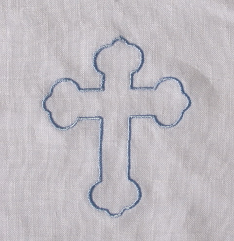 crown-tipped embroidered cross